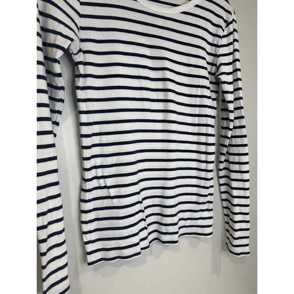 GAP Women's Modern Tee Crewneck Long Sleeved Striped Shirt - White/black Medium - Picture 5 of 10